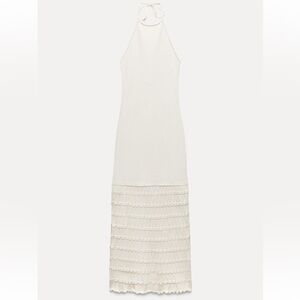 Zara Combination Crochet Dress Cream